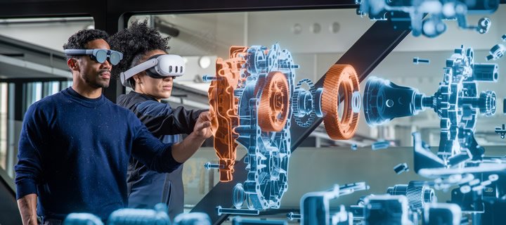 AR/VR setup with headsets